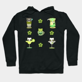 cat racoon boba tea Set Kawaii Drinks Stickers green drinks Hoodie